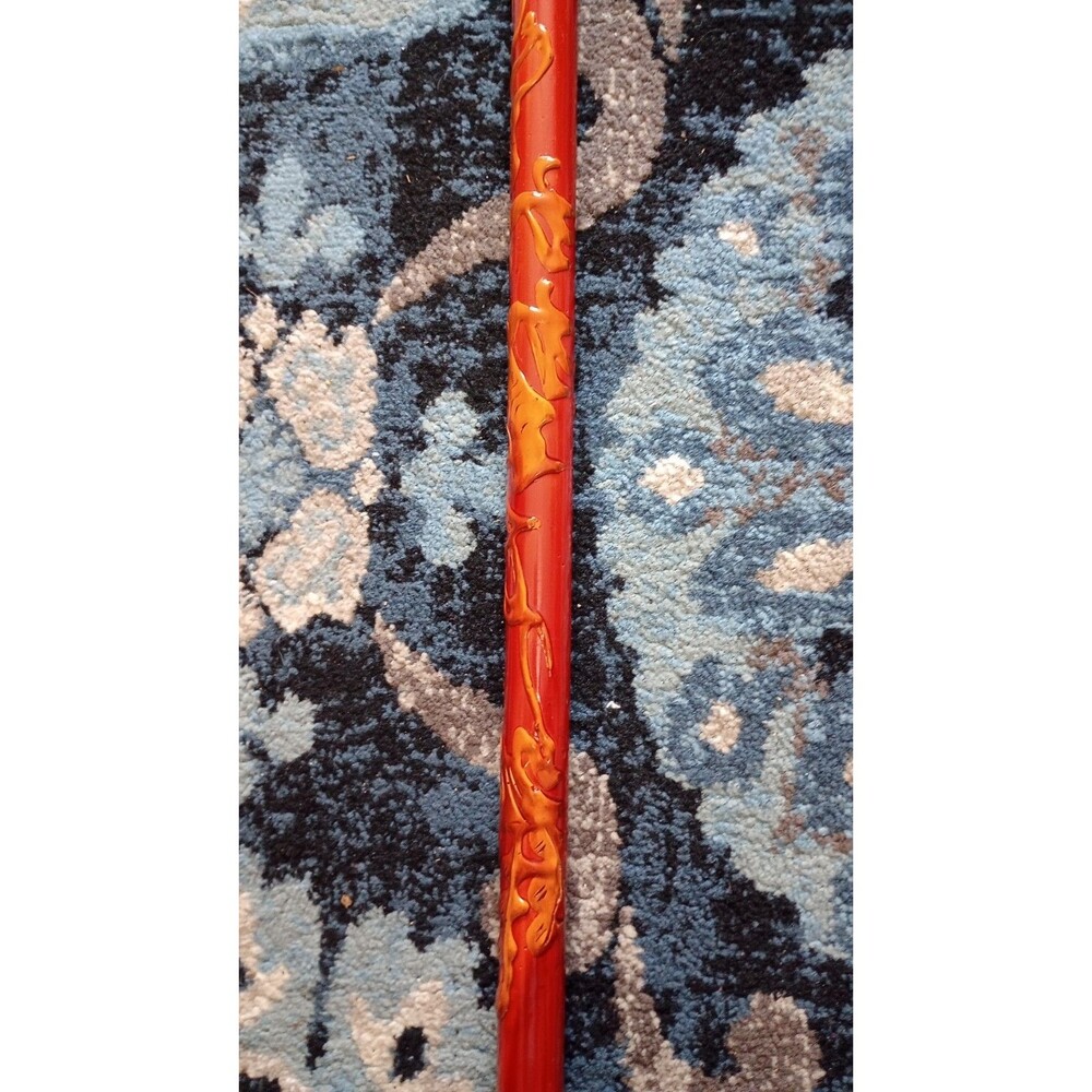 Vintage Red Lacquer Cane Walking Stick Dragon Head 35" Chinese Boho - Picture 7 of 11